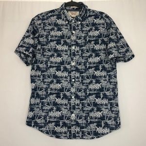 Penguin Blue & White Hawaiian Button Down Shirt